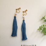 《再再販♡》新色♡タッセル×パールのイヤリング＊＊blue