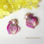 フラワーペタルピアス★パープル