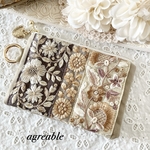 《new》インド刺繍リボンポーチ　インド刺繍ポーチ　インド刺繍　刺繍　ポーチ　フラットポーチ　ミニポーチ　カラビナ付き　ハートチャーム付き　Mサイズ(14cm)