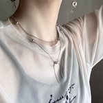 【ribbon necklace】/リボンとボールチェーンのシルバーネックレス