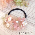 ♡再々販♡お花畑のヘアゴム♡【ピンクオレンジ系】