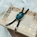 再販×3＊宝石シリーズ＊楕円＊エメラルドグリーンのループタイ