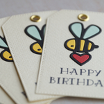 ぽこぽこ＊バースデータグ＊メッセージカード＊ミツバチ Bee＊Mサイズ＊10枚セット