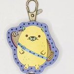 にゃモン　レザーキーホルダー　ご当地キャラクター　尾道市　鉄道広告　4月10日21時より販売　ラベンダー1