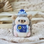 【受注制作】ハリネズミとこいのぼり(青)羊毛フェルト