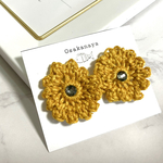 レース糸お花ピアス・黄色