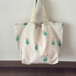  ＊一枚仕立てのエコバッグトート＊サブバッグ  クリームソーダ グリーン💚🍒