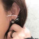 【期間限定〜5/31】Lotus  chokon rosée  ブラック/シルバー　蓮　ピアス　イヤリング　サージカルステンレス　金属アレルギー対応　小さめ　一粒