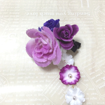夏。浴衣に！巨峰みたいな紫のお花の髪飾り