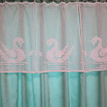 レースかぎ針編みのカフェカーテン（白色・40番レース糸で）【送料込み】24.4/73