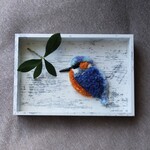 カワセミの刺繍　鳥　野鳥　ブローチ　キーホルダー