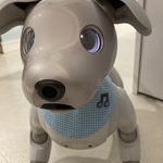 aiboちゃんのギンガムチェックと大きなチェック柄のスタイ　音符のアップリケ片面付き　両面仕様