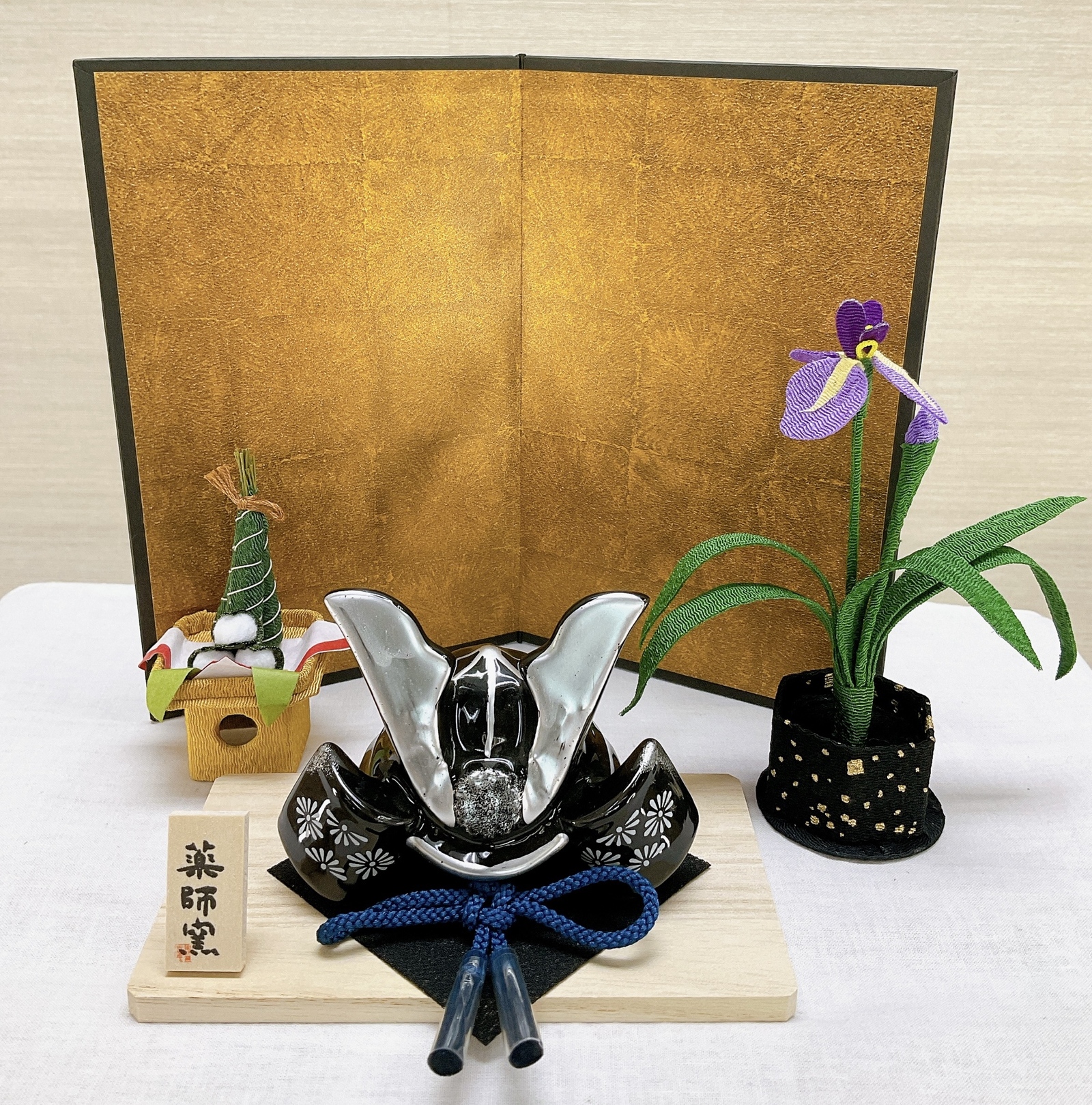 端午飾り【花菖蒲＆ちまき飾り】ちりめん細工 五月人形とご一緒に