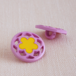 (2個) 15mm お花のボタン　パープル　フランス製
