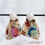 【 2way ピアス 】カボションとインド刺繍リボンのピアス 2way カボション ホワイト インド刺繍リボン プレゼント