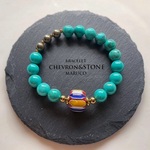 BL400-533シェブロンAntique+ターコイズmagnesite 16-17㎝*天然石ブレスレット [送料無料]　TRADE BEADS
