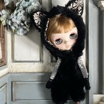 2406 ブライスさんの黒猫になれるロンパースコーデ　Blythe ブライス アウトフィット 洋服　