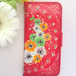 ＊ 再販！ オーダー作品  ＊ 北欧風アネモネのペイントiPhone6/6S手帳型ケース