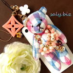 saly☆3wayクマさんのバッグチャーム&イヤホンジャック&ストラップ