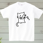 【再々販】ぎゅっネコＴシャツ白　綿100％　80～XXLサイズ 猫Ｔシャツ　ねこTシャツ