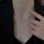 スパークリング　ネックレス　シルバー　ゴールド　シンプル　レディース　チェーン　キラキラ
