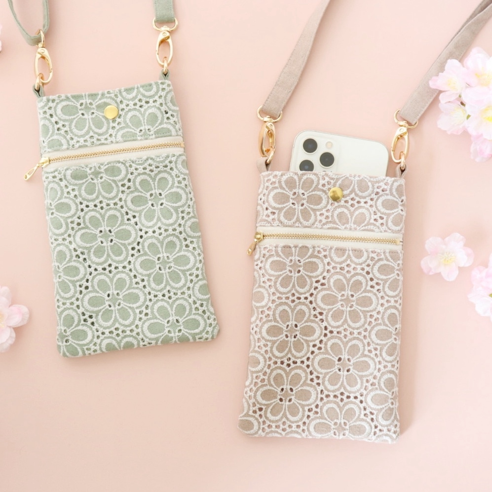 春 ミモザ 刺繍 大人可愛い ふんわり ふわふわポーチ 化粧ポーチ