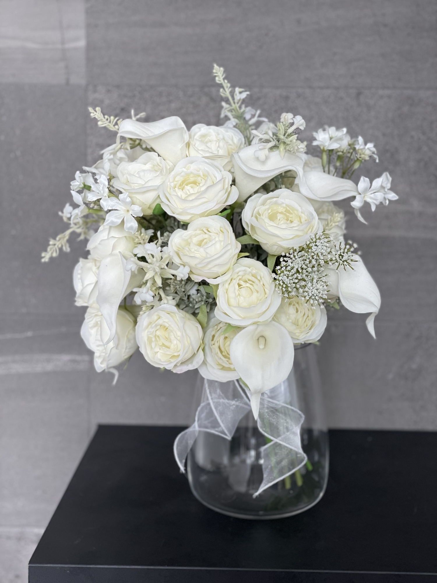 カラー×ローズ♪ホワイトブーケ (大きめサイズ)ウェディングブーケ