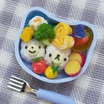 ミニチュア　くまちゃん🐻おむすび弁当🍙(水色)
