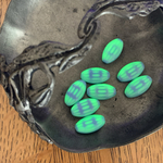 光る【2コセット】JIRI＊IVANA#czech beads#チェコビーズoval20✖️11㍉　irregular blue/mint