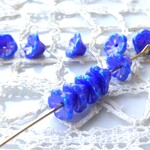 お花　青オーロラ　チェコビーズCzech Glass Beads10個