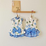 チェリー＆ベリーなワンピ(ブルー)　犬服(送料込み価格)