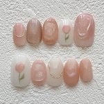 チューリップ🌷ネイルチップ　ピンク　マグネット　ニュアンス　秋冬