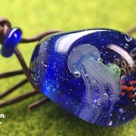 海月入り海中風景のガラスチョーカー☆とんぼ玉[m160704]