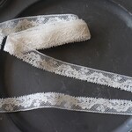 フランス 80㎝ アンティーク花模様レース C918 アイボリー