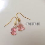 【再販】チェリークォーツさざれ石のピアス*イヤリング*樹脂ノンホールピアス*