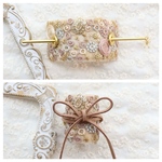 《再再再再販》2wayタイプ　ゴールド　紫　水色　キラキラ　刺繍リボン　マジェステ　ヘアカフス　かんざし　髪飾り　リボンラップ　ラップポニー　インド刺繍
