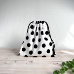 《20×18》巾着袋【白地×ドット】  給食袋 コップ袋 
