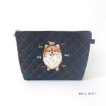 【ポメラニアンのＬサイズ刺繍ポーチ 】再販