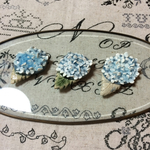 紫陽花雫のブローチ  ブルー系