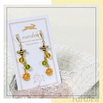 ♢ミツバチとお花ピアス/イヤリング♢ 天然石 : シトリン ペリドット