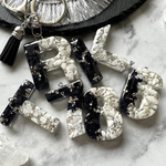 White☆purple gold stone レジンイニシャルキーホルダー