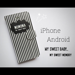 【再販☆】手帳型*どこでも一緒♪モノトーン*名入れスマホケース(ストライプ)