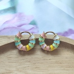 ピアス フープピアス 低アレルギー キャッチレス レディース ボヘミアン エスニック 夏 カラフル ドーパミン