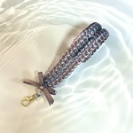 lvtaka様オーダー品/スモーキーライラック×ダークシルバー ネックストラップ109㎝