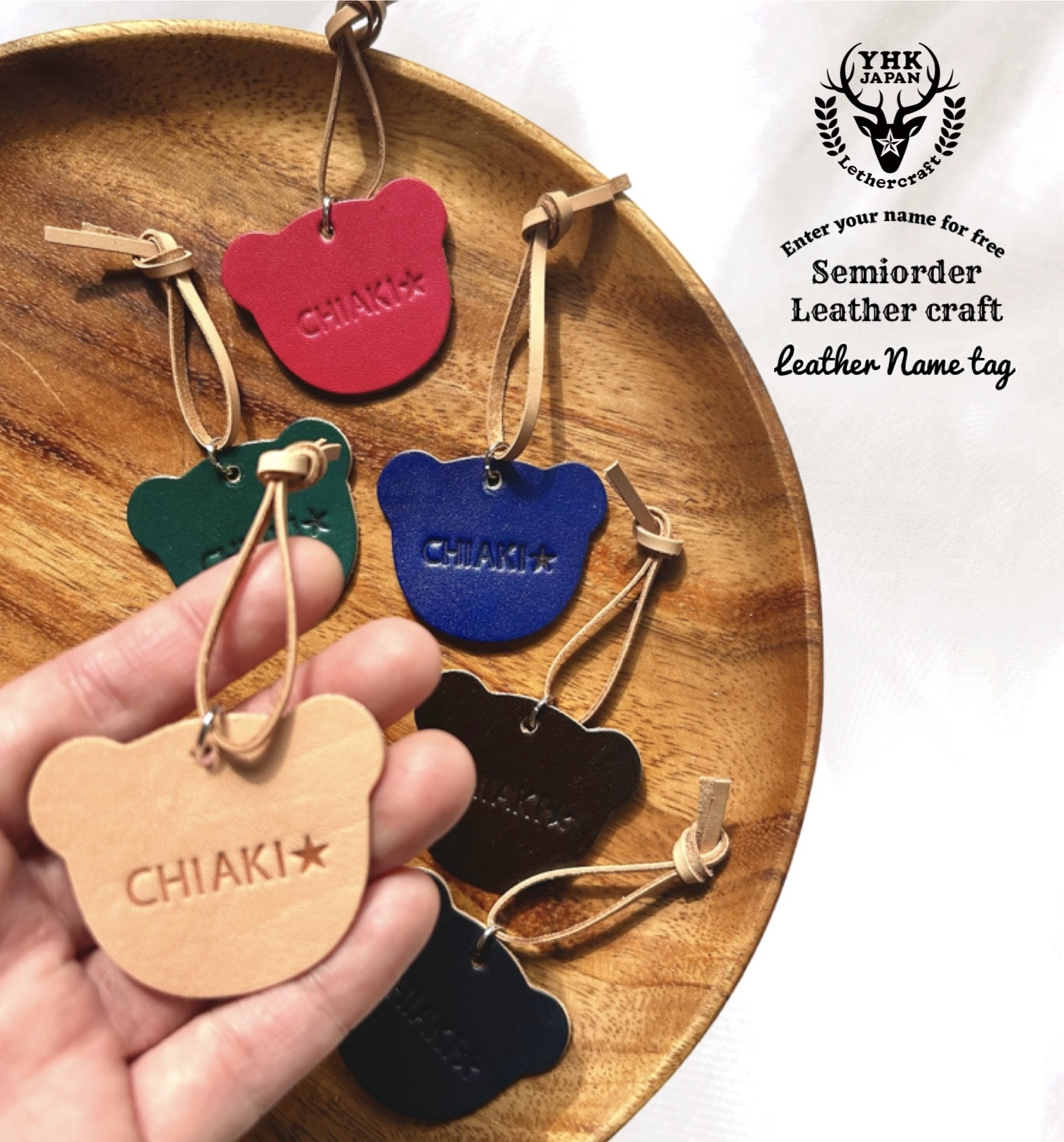 No.500染色タグ 革タグ レザータグ ハートタグ ハンドメイド ブリーチデニム ぷっくりハートタグ No.257 その他