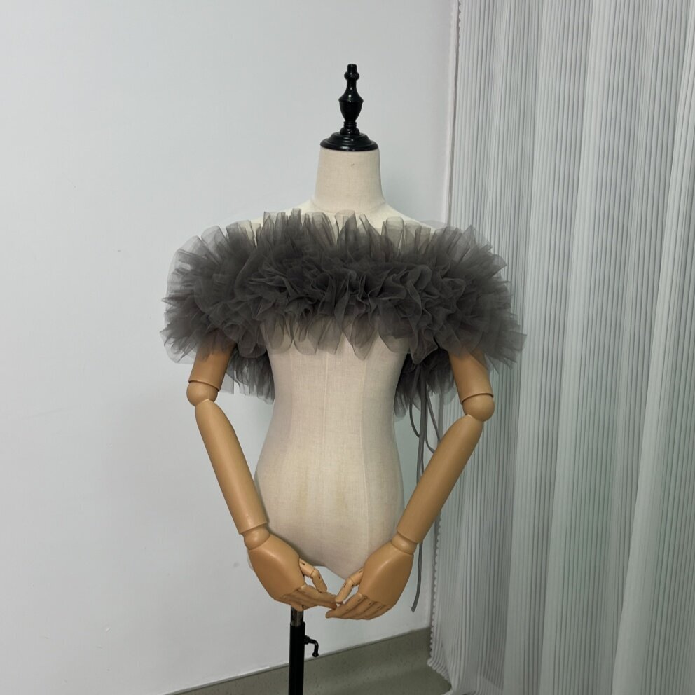 取り外しオフショルダー グレー 編み上げ 色直し 花嫁/ウェディングドレス 6,922円