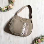 ビンテージ帆布とインド刺繍リボンのワンショルダーバッグ 