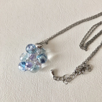 紫陽花カラーのティアドロップビーズ🩵💜ロングネックレス  アジャスター付き