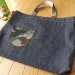 レッスンバッグ ヒッコリー 岡山デニム イカリ マリン　入学