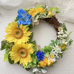 向日葵リース 玄関にも飾れるアーティシャルフラワー 結婚新築開店祝い ドアリース  誕生日プレゼント インテリア雑貨 敬老の日ギフト母の日ギフト 結婚新築開店祝い 還暦祝い
